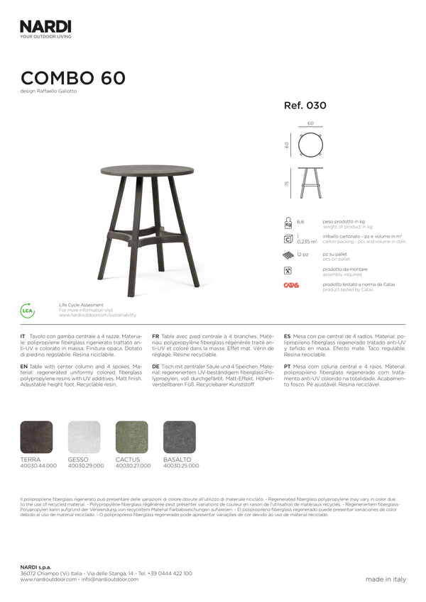 Nardi Combo 60 Outdoor Resin Round Table