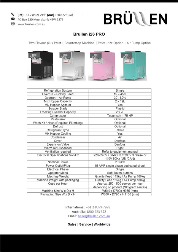 Brullen i26 Pro - Soft Serve Ice Cream Machine