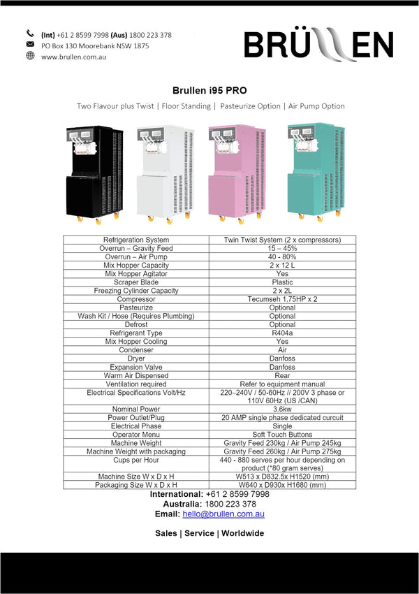 Brullen i95 Pro - Floor Standing Soft Serve Ice Cream Machine