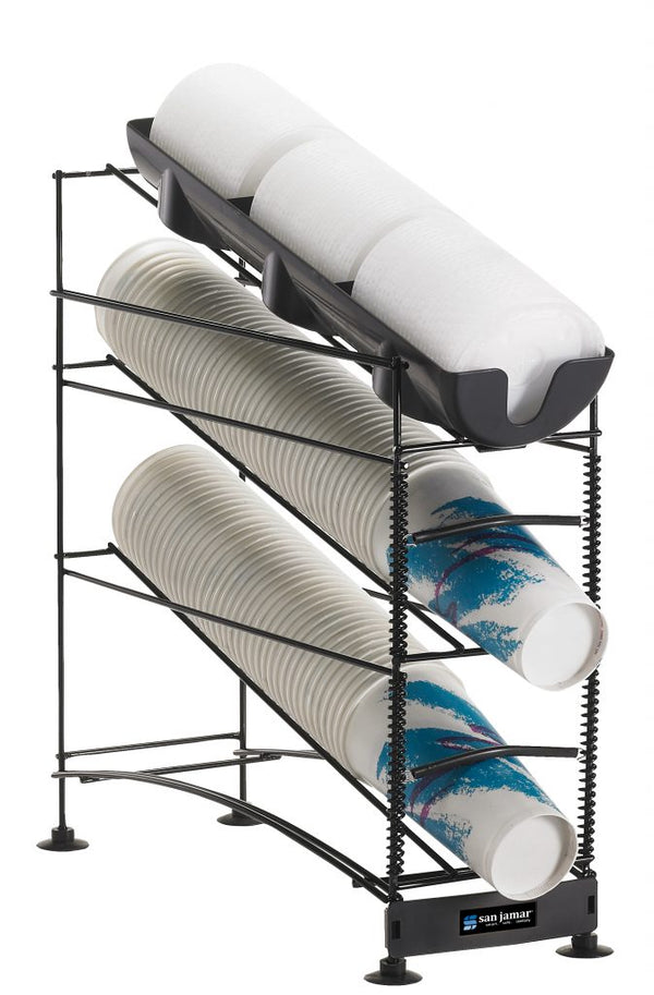 San Jamar C8503WF - Cup Dispenser & Lid Organiser