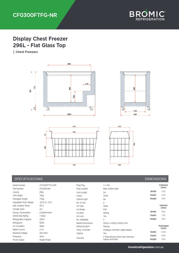 Bromic CF0300FTFG-NR - Chest Freezer