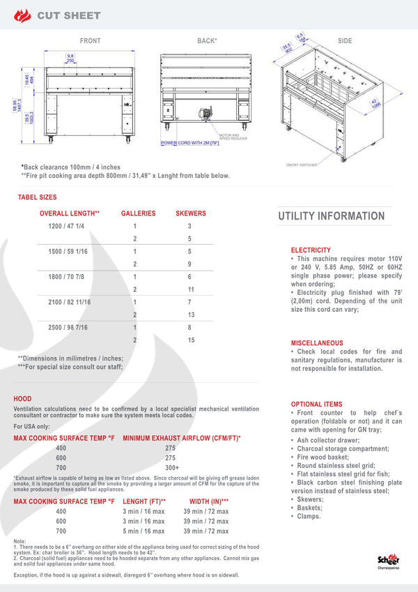 Scheer Proline Chicken Machine - 1800mm Charcoal Rotisserie