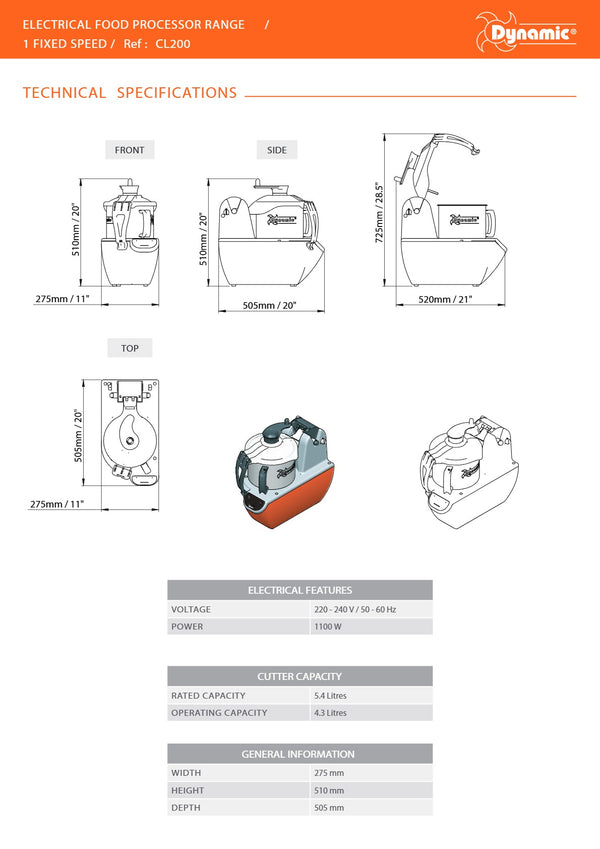 Dynamic CL200 - Table Top Food Processor
