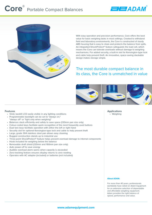 Adam Equipment Core CQT 202 - Portable Compact Balance