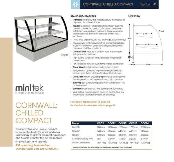 Festive Cornwall Chilled Compact 2370 2 Shelves + Base - Cold Food Display