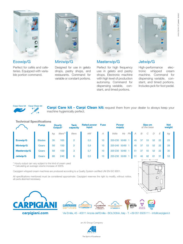 Carpigiani ECOWIP/G - Whipped Cream Machine