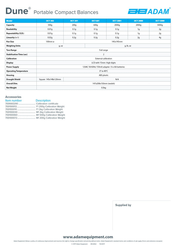 Adam Equipment Dune DCT 5000 - Compact Balance