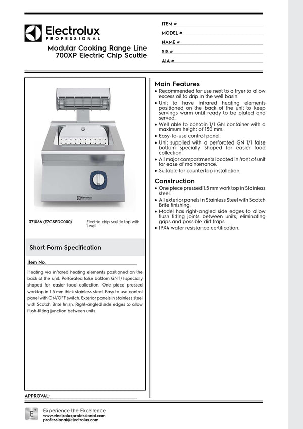 Electrolux Professional 700XP E7CSPDC000 - Chip Scuttle
