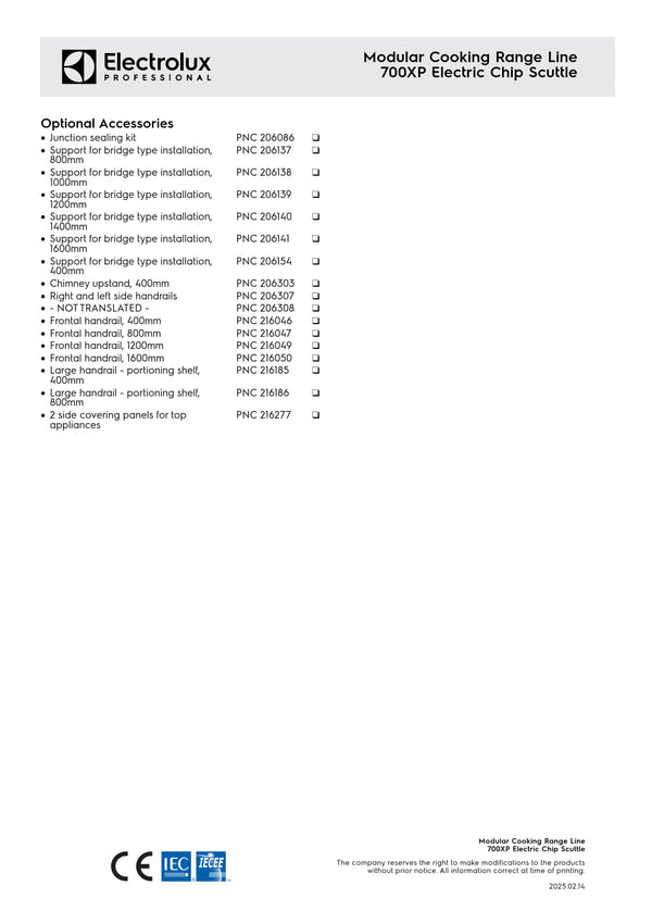 Electrolux Professional 700XP E7CSPDC000 - Chip Scuttle