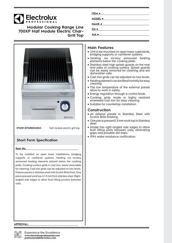 Electrolux Professional 700XP E7GREDGS0U - Half Module Electric BBQ Char Grill
