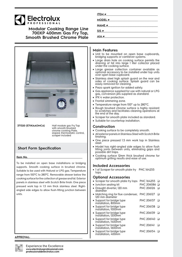 Electrolux Professional 700XP E7IIKAAOMCA - Gas Griddle Plate