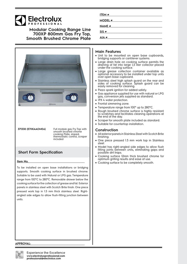Electrolux Professional 700XP E7IIKAAOMEA - Gas Griddle Plate