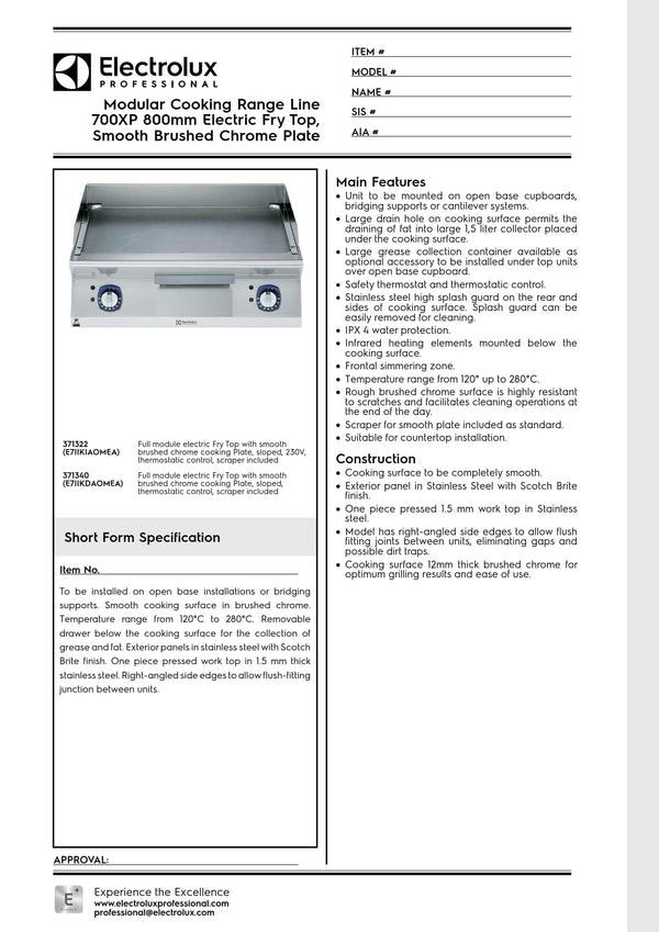 Electrolux Professional 700XP E7IIKDAOMEA - Electric Griddle Plate