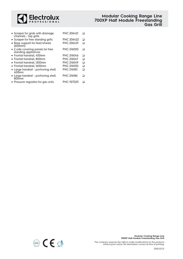 Electrolux Professional 700XP E7JJASBAMCA - Half Module Freestanding Electric BBQ Char Grill