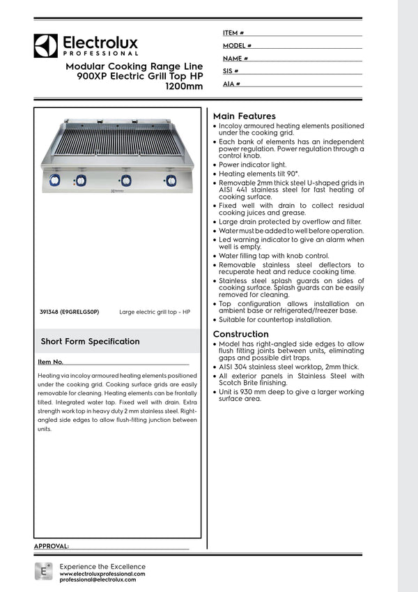 Electrolux Professional 900XP E9GRELGS0P - Electric BBQ Char Grill Top