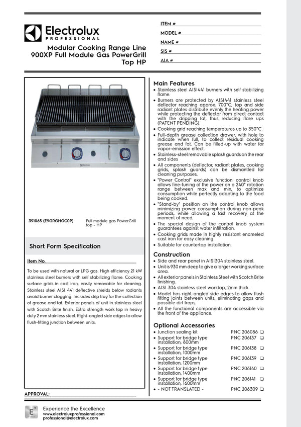 Electrolux Professional 900X E9GRGHGC0P - Gas BBQ Char Grill Top