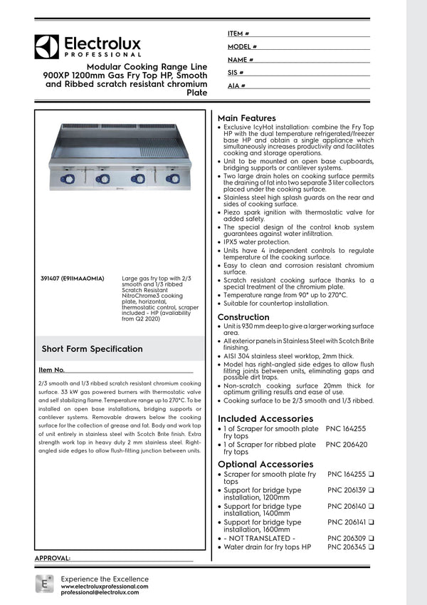 Electrolux Professional 900XP E9IIMAAOMIA - Gas Griddle Plate