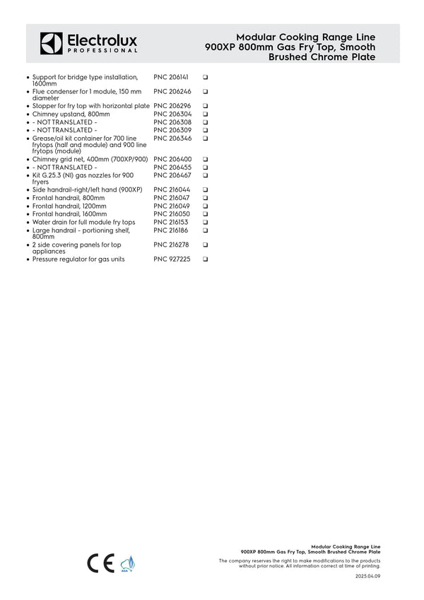 Electrolux Professional 900XP E9IINAAOMEA - Gas Griddle Plate
