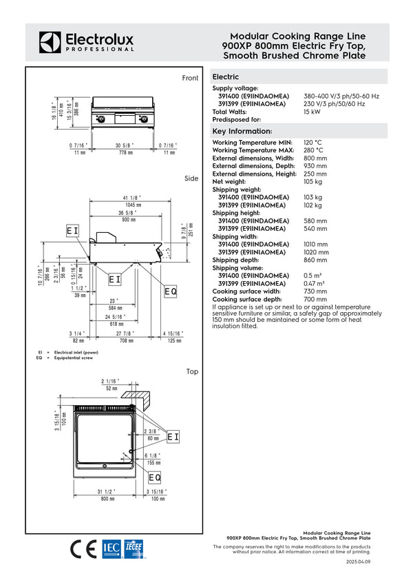 Electrolux Professional 900XP E9IINDAOMEA - Electric Griddle Plate
