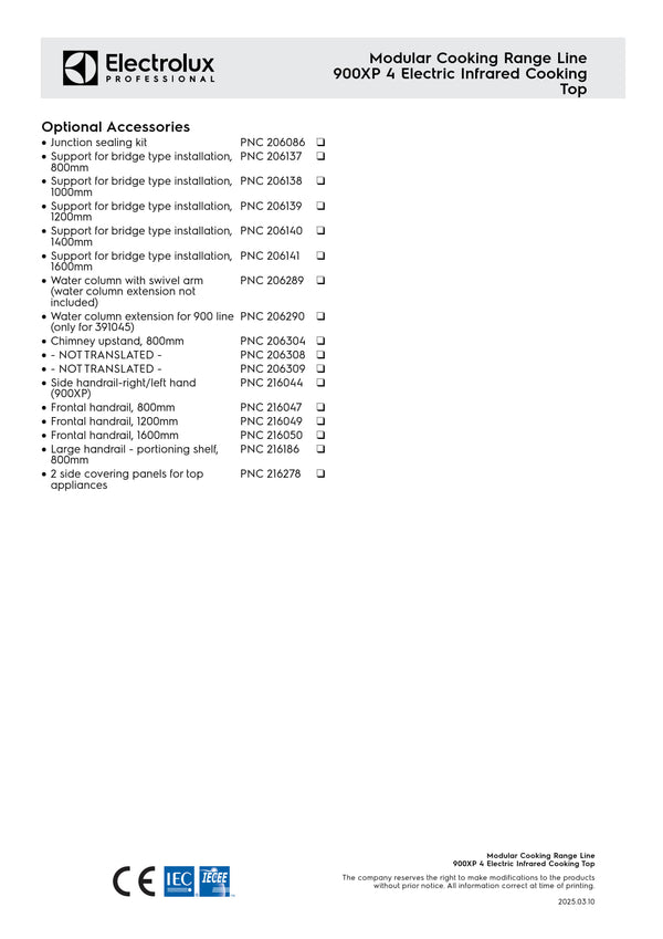 Electrolux Professional 900XP E9IREH4000 - Four Zone Electric Infrared Cook Top