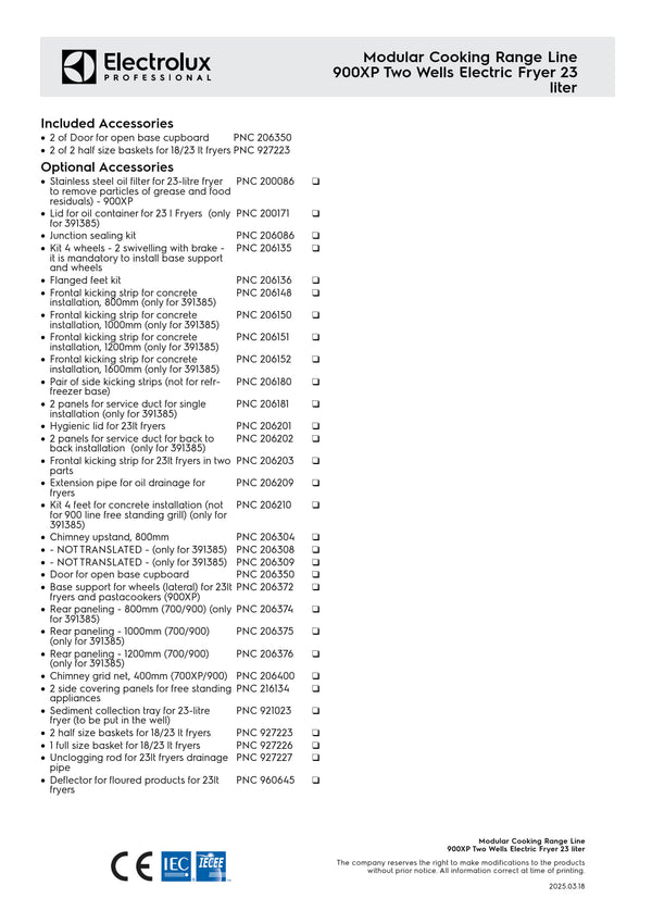 Electrolux Professional 900XP E9KKGDBAMEA - Double Pan Electric Fryer