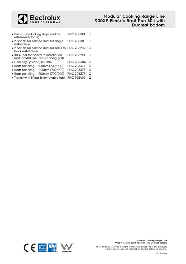 Electrolux Professional 900XP E9PPBDBAME - 80 Litre Electric Bratt Pan