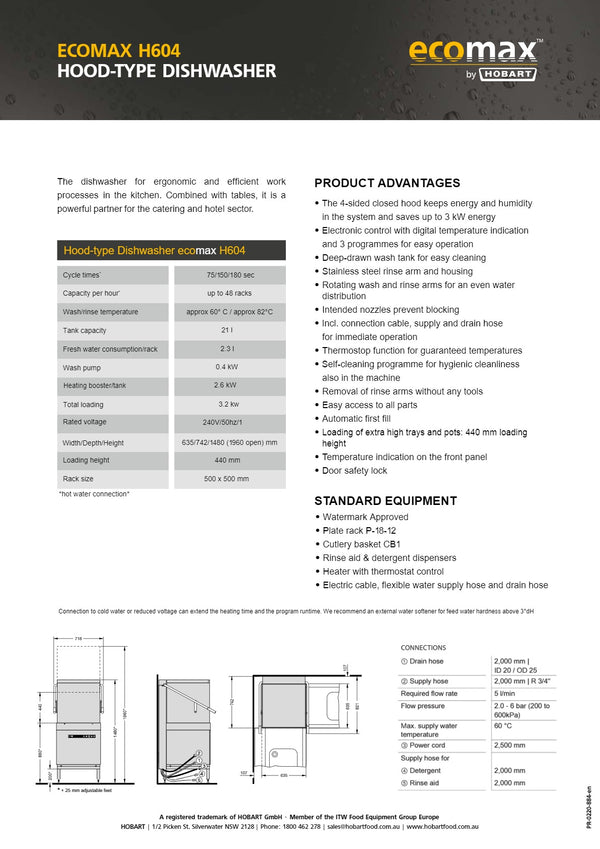 Hobart ECOMAX 604 - Pass Through Dishwasher