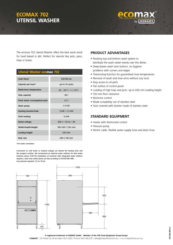 Hobart ECOMAX 702 - Utensil Washer