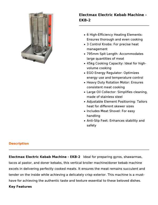 Electmax EKB-2 - Kebab Machine