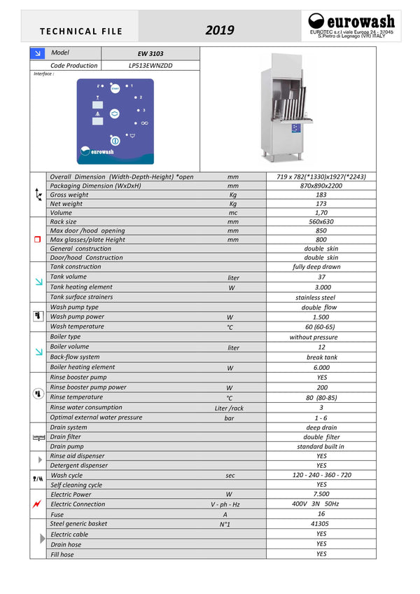 Eurowash EW3103 - Utensil Washer