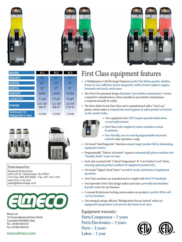 Elmeco First Class Millenium FC1 - Slushie Machine