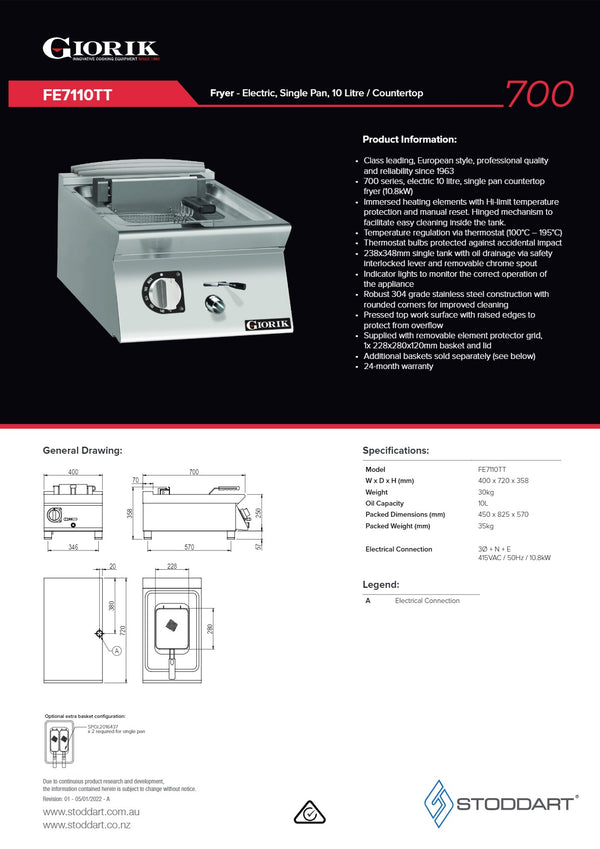 Giorik FE7110TT - Countertop Fryer