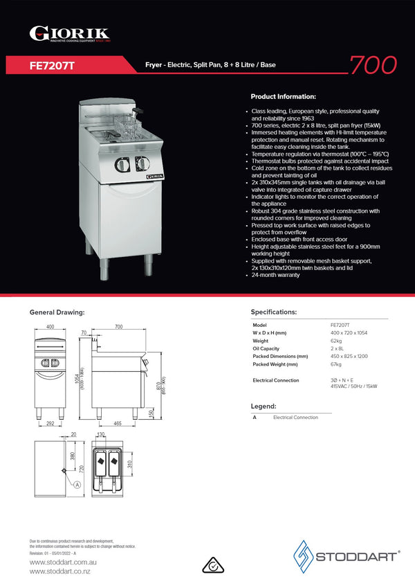 Giorik FE7207T - Split Pan Fryer