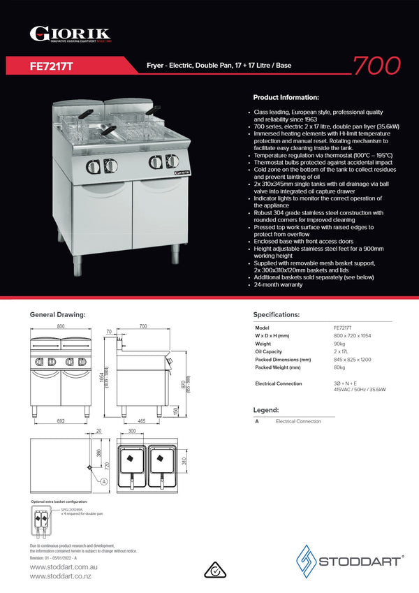 Giorik FE7217T - Double Pan Fryer