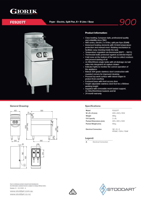 Giorik FE9207T - Split Pan Fryer