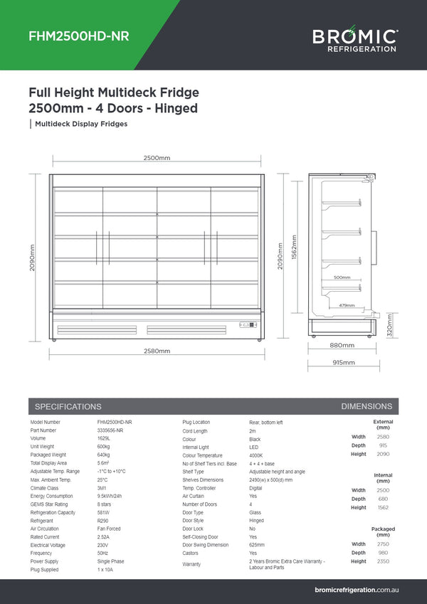 Bromic FHM2500HD-NR - Multideck Fridge