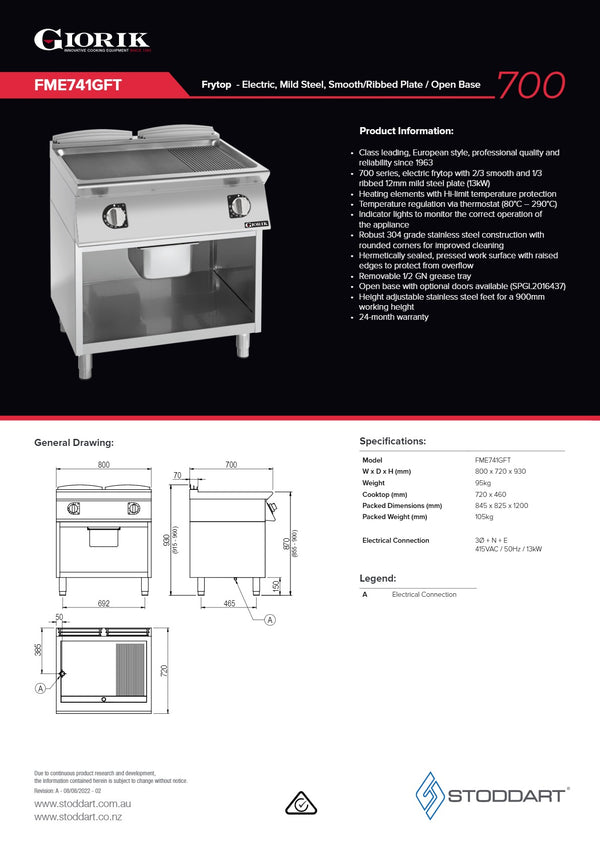 Giorik FME741GFT - Griddle
