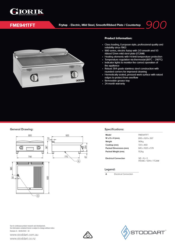 Giorik FME941TFT - Griddle