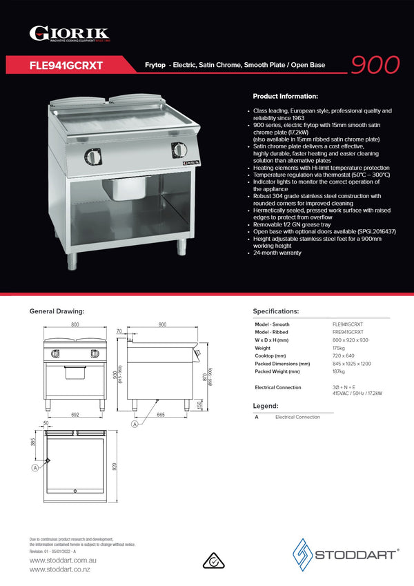Giorik FRE941GCRXT - Griddle on Open Base