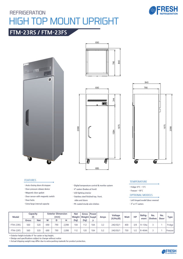 Fresh Refrigeration FTM-23FS - Upright Freezer