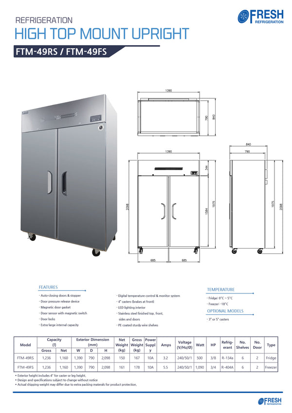 Fresh Refrigeration FTM-49RS - Upright Fridge