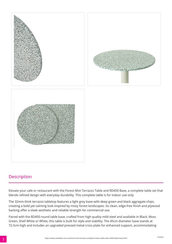 Forest Mist Terrazzo With Black RD450 Table Base