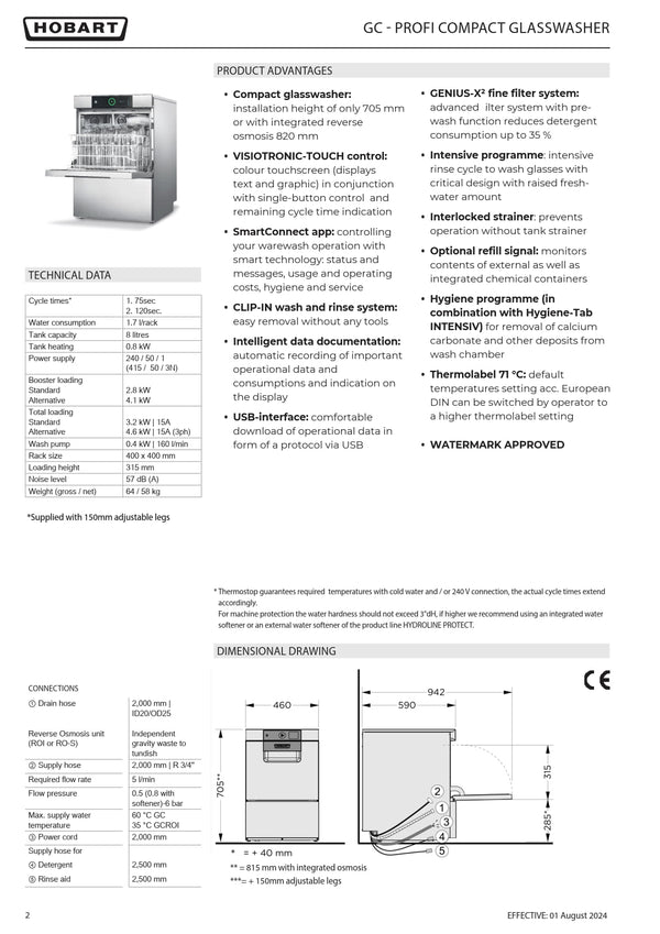 Hobart Profi GC-90C - Undercounter Glasswasher
