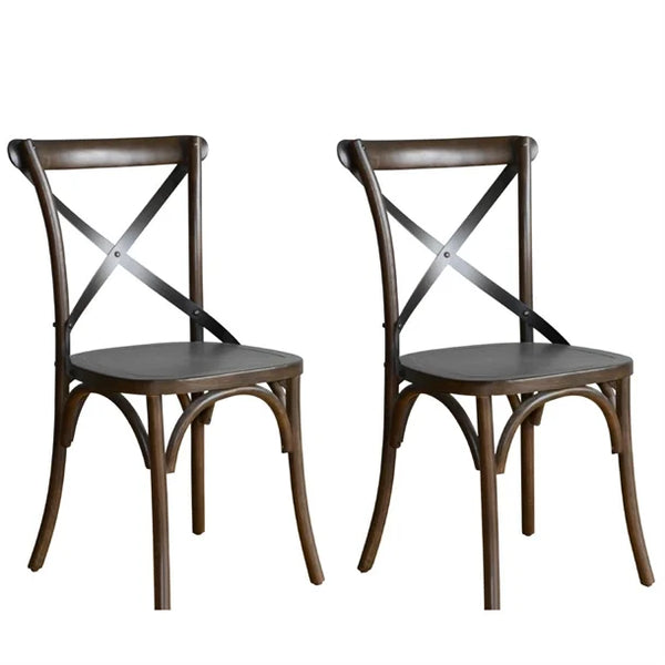 Bolero GG658 - Two Wooden Dining Chairs with Metal Cross Backrest