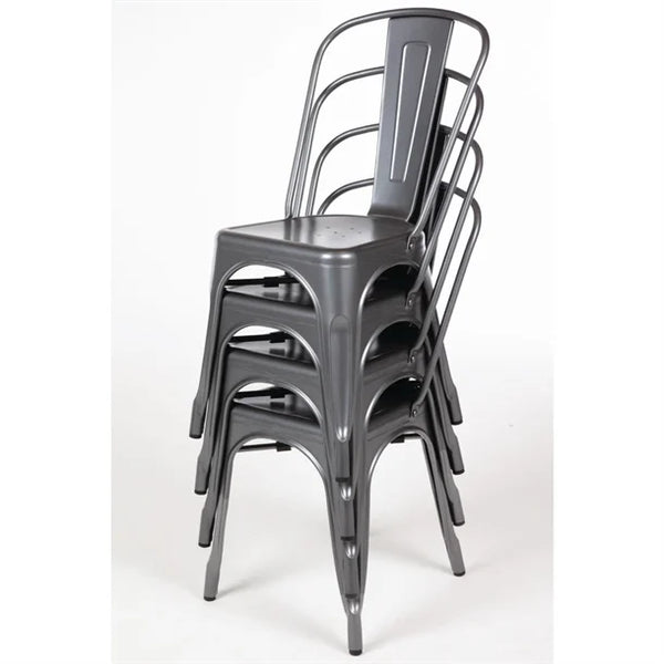 Bolero GL329 - Four Gun Metal Grey Bistro Side Chairs
