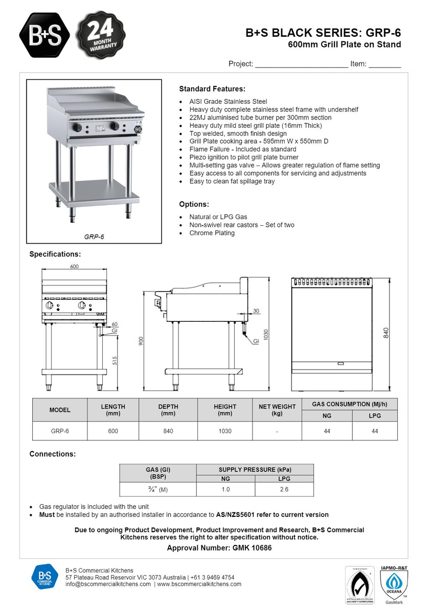 B+S Black GRP6 Grill Plate SilverChef