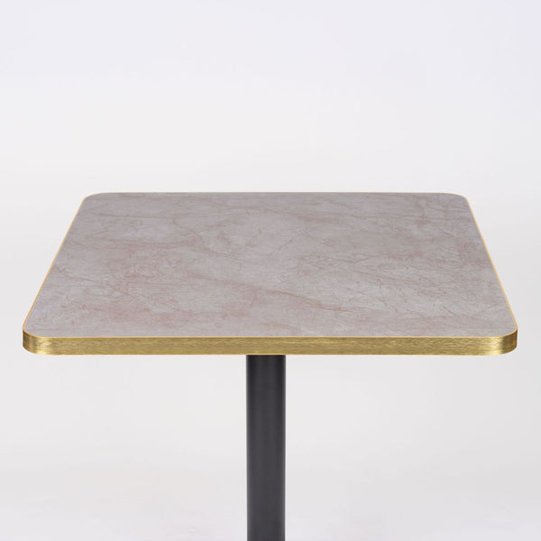 Gold Aluminium Edge HPL Laminate Tawny Marble Outdoor Bar Table - Black Base