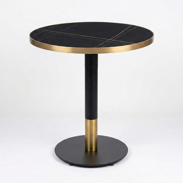 Gold Aluminium Edge Sintered Laurent Black Stone Top with Black Discus Base