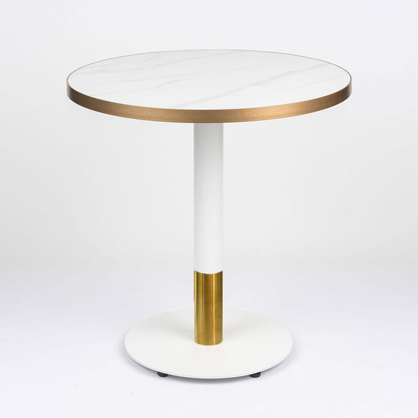 Gold Aluminium Edge Sintered White Stone Top with White Discus Base