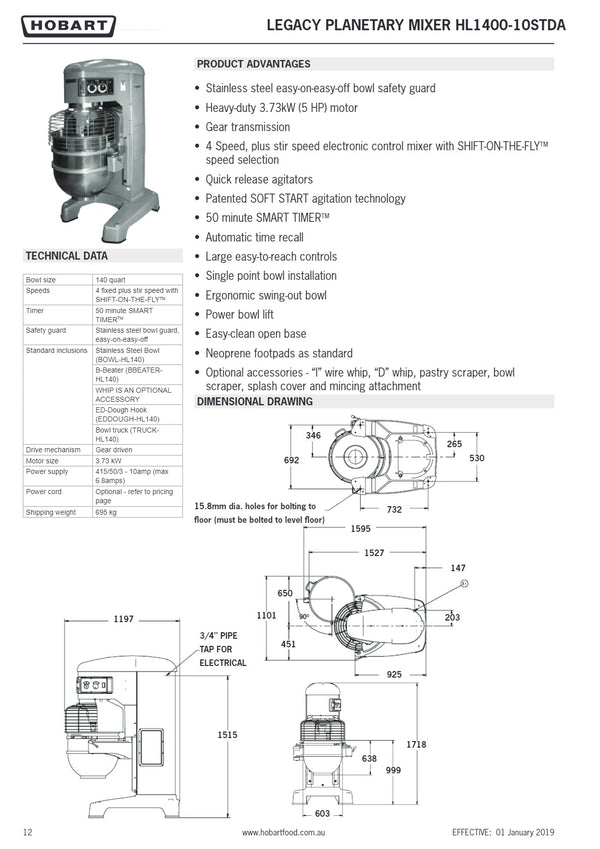 Hobart Legacy HL1400 - Planetary Mixer